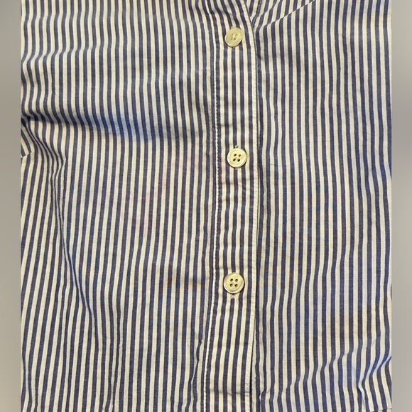 Kate Spade Blue and White Pinstriped Cotton Poplin Ruffle Sleeve Dress Size 6 - Picture 5 of 10